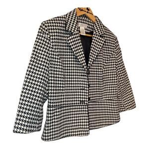 Worthington Women’s Black and White Herringbone Trendy Cropped Blazer - Size 10